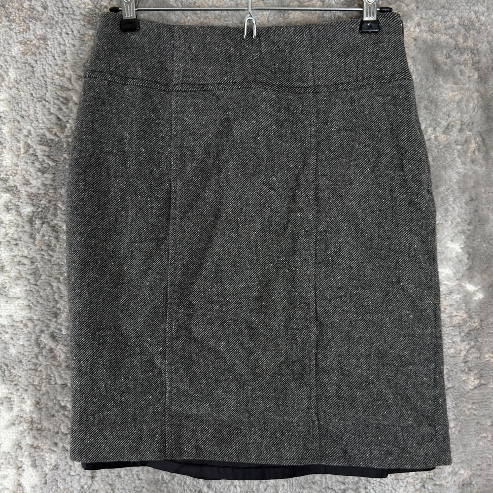 Banana Republic Size 2 Stretch Striped Wool Blend Pencil Skirt Gray Zip Stretch‎